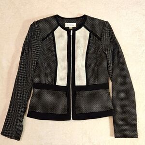 Calvin Klein Black and White Color Block Polka Dot Women's Jacket 6